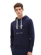 Bluzy męskie - TOM TAILOR Męska bluza z kapturem z nadrukiem, 10668-sky Captain Blue, L - miniaturka - grafika 1
