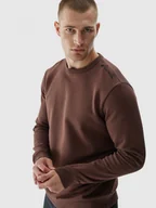 Bluzy sportowe męskie - Męska bluza dresowa nierozpinana bez kaptura 4F 4FWAW24TSWSM1258 - brązowa - miniaturka - grafika 1