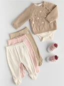 Komplety dla niemowląt - Reserved - Bawełniane legginsy 3 pack - beżowy - miniaturka - grafika 1