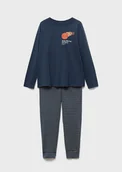 Piżamy chłopięce - MANGO KIDS - Długa piżama w paski granatowy - 5-6 lata - Dzieci - miniaturka - grafika 1