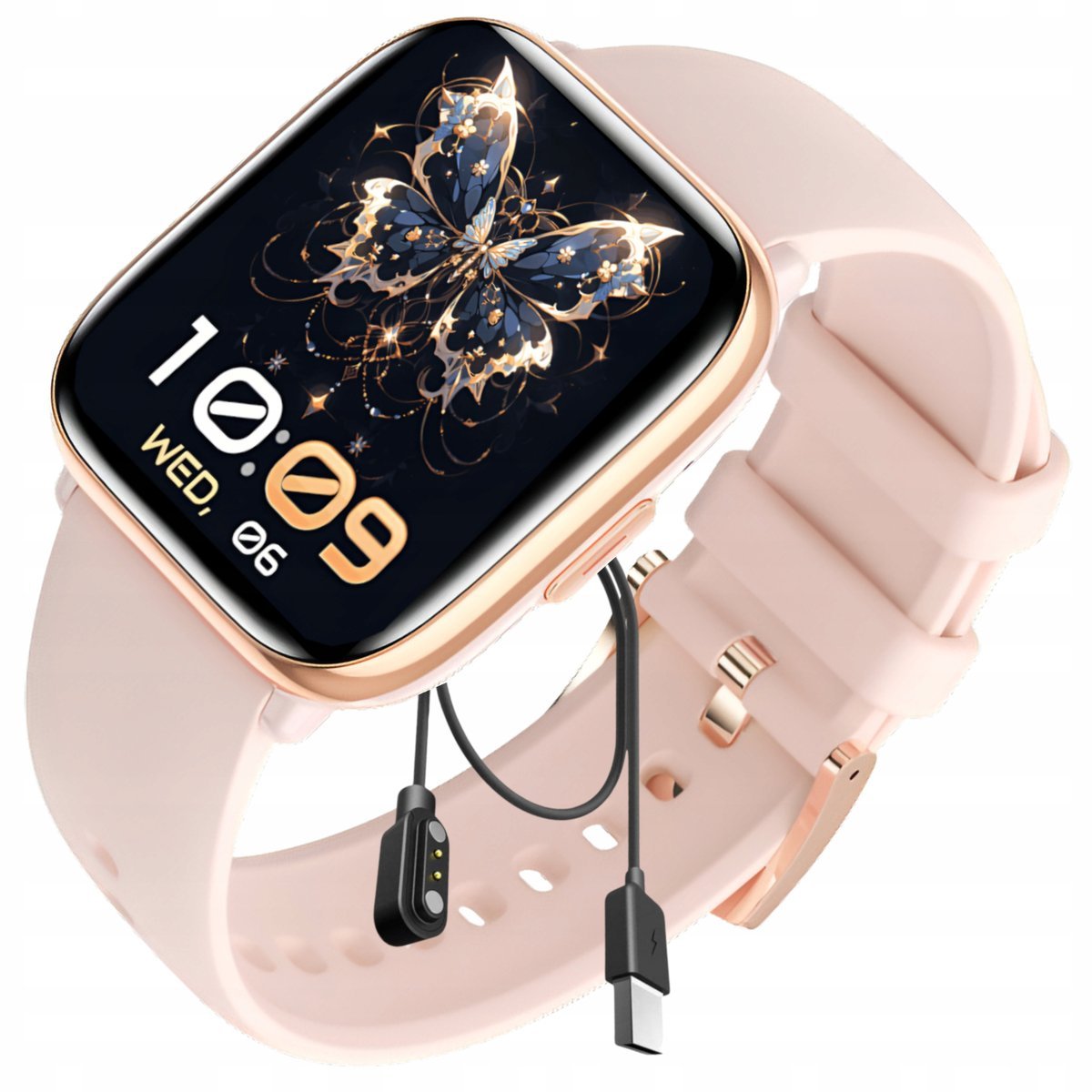 SMARTWATCH DAMSKI ZEGAREK FUNKCJA ROZMOWY AMOLED POLSKIE MENU PROSTOKĄTNY