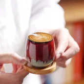 Filiżanki - FILIŻANKA DO ESPRESSO ERBO 80 ml - Czerwona Ceramika Bez Ucha, Nowoczesna - miniaturka - grafika 1