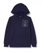 Bluzy dla chłopców - United Colors of Benetton Chłopięca bluza z kapturem z długim rękawem, Ciemnoniebieski 252, 120 - miniaturka - grafika 1
