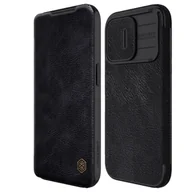 Etui i futerały do telefonów - Etui APPLE IPHONE 15 PRO Nillkin Qin Pro Leather czarne - miniaturka - grafika 1