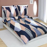 Pościel - Bellatex Pościel bawełniana Geometria niebieski, 140 x 200 cm, 70 x 90 cm - miniaturka - grafika 1