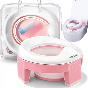 NICEKIDS nocnik antypoślizgowy 3w1 nakładka na wc sedes deskę sedesową różowy - Nocniki - miniaturka - grafika 1