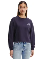 Bluzy damskie - TOMMY HILFIGER BLUZA DAMSKA TJW CROP TOMMY SIGNATURE CREW NAVY DW0DW12041 C87 XS - miniaturka - grafika 1