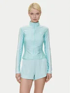 Bluzy damskie - adidas Bluza adicolor 3-Stripes JC5579 Turkusowy Slim Fit - miniaturka - grafika 1