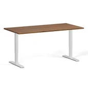 Biurka - Stół z regulacją wysokości, 2 silniki, 745 - 1215 mm, blat 1600 x 800 mm, podstawa biała, orzech - miniaturka - grafika 1