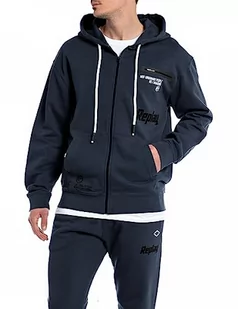 Replay Męska bluza z kapturem, 085 niebieski, L - Bluzy męskie - miniaturka - grafika 1