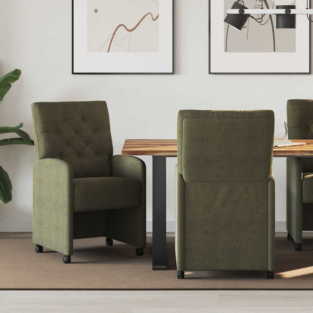 vidaXL vidaXL Krzesełka jadalne na kółkach z kółkami 2 pcs Zielony wojskowy