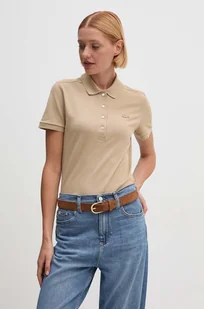 Lacoste polo damski kolor beżowy - Koszulki i topy damskie - miniaturka - grafika 1