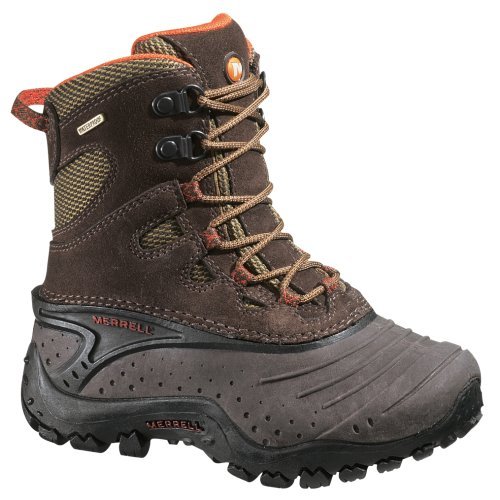 Merrell Snow Motion Lace WTPF KIDS J81087, unisex - dziecięce kozaki, brązowe, (coffee bean), EU 35 (US 4, UK 3), brązowy, 38 EU