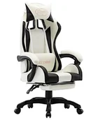 Fotele gamingowe - Biało-czarny fotel gamingowy z podnóżkiem M1-T78 - miniaturka - grafika 1