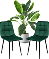 Krzesła - Zestaw 2 szt krzesło tapicerowane welurowe do salonu jadalni velvet loft butelkowa zieleń - miniaturka - grafika 1