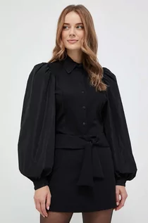 Koszule damskie - Silvian Heach koszula damska kolor czarny slim z kołnierzykiem klasycznym - grafika 1