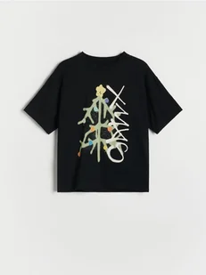 Reserved - T-shirt oversize z nadrukiem - czarny - Koszulki dla chłopców - miniaturka - grafika 1