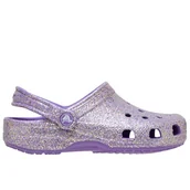 Klapki i japonki damskie - Klapki młodzieżowe Crocs Classic Fantasy Glitter Clog 212561-510 - fioletowe - miniaturka - grafika 1