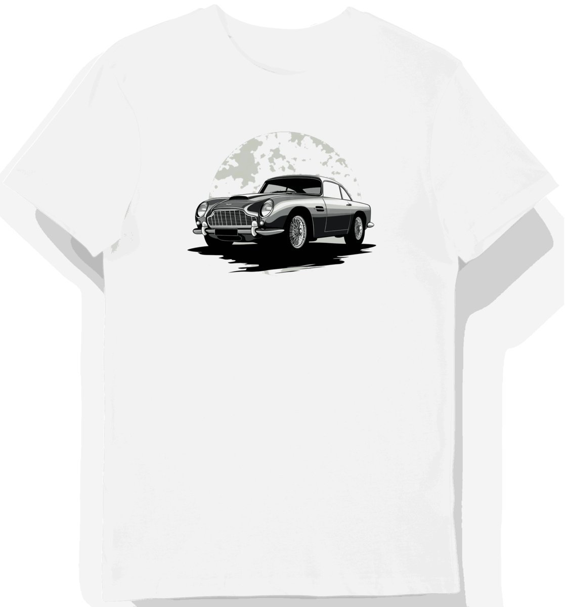 Koszulka męska biała z Artystycznym Samochodem Klasycznym XXL