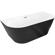 Wanny - Mexen Oris wanna wolnostojąca przyścienna ryflowana 150 x 75 cm, biała/czarna, przelew złoty - 52871507575-50 - miniaturka - grafika 1