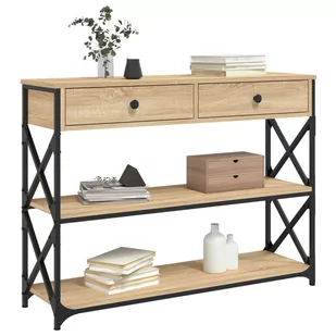 Stolik konsolowy, dąb sonoma, 100x28x75 cm Lumarko! - Konsole i sekretarzyki - miniaturka - grafika 4