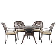 Meble ogrodowe - Beliani Zestaw ogrodowy stół z grillem i 4 krzesła brązowy MANFRIA - miniaturka - grafika 1