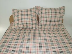 Karo Pościel z kory 160x200 46 Kratka beżowa czarna czerwona guziki 100% bawełna gruba polska - Pościel - miniaturka - grafika 1