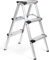 Obrusy i serwetki - Aluminiowa drabina składana Wiltec do 150 kg, dwustronna drabina, drabina aluminiowa 73 cm z 3 stopniami, drabina z antypoślizgową powierzchnią bieżnika - miniaturka - grafika 1
