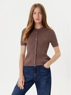 Swetry damskie - Tommy Hilfiger Kardigan WW0WW45707 Brązowy Slim Fit - miniaturka - grafika 1