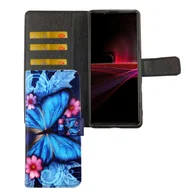 Etui i futerały do telefonów - Etui na telefon Sony Xperia 10 III z klapką ochronną i kieszenią na kartę, kolor: niebieski motylkowy - miniaturka - grafika 1