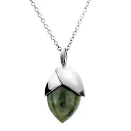 Naszyjniki - Naszyjnik damski w kształcie żołędzia z labradorytem, kolor srebrny - Manoki - miniaturka - grafika 1