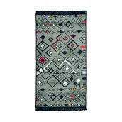 Dywany - Dywanz frędzlami Kilim Gold Boho dwustronny 80 x150 cm - miniaturka - grafika 1