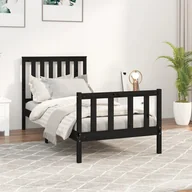 Łóżka - Rama łóżka z wezgłowiem, czarna, 90x200 cm, lite drewno sosnowe Lumarko! - miniaturka - grafika 1