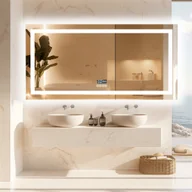 Lustra - WISFOR Lustro łazienkowe LED z głośnikiem Bluetooth, lustro łazienkowe 160×80 cm z oświetleniem w 3 kolorach, ściemniane lustro ścienne LED bez mgły - miniaturka - grafika 1