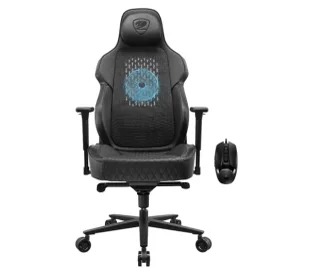 Cougar NxSys Aero Black Gamingowy do 160kg Skóra PVC Tkanina Czarny + mysz Airblader - Fotele gamingowe - miniaturka - grafika 1