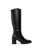 Kozaki damskie - Tommy Hilfiger Kozaki Long Boot Mid Wrapped Lthr Heel FW0FW08099 Czarny - miniaturka - grafika 1