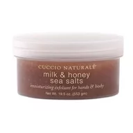 Peelingi do ciała - Cuccio Sea Salts, Sól morska do peelingu dłoni, stóp i ciała - mleko i miód 553g - miniaturka - grafika 1