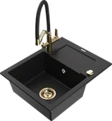 Zlewozmywaki z baterią - Mexen Enzo zlewozmywak granitowy 1-komorowy z ociekaczem i baterią kuchenną Duo, czarny - 6506-77-671701-57-G - miniaturka - grafika 1