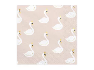 Party Deco Serwetki papierowe Lovely Swan beżowe 33x33 cm 20 szt uniwersalny - Urodziny dziecka - miniaturka - grafika 1