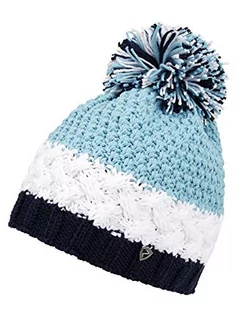 Czapki damskie - Ziener Damska czapka z pomponem ISSOGI ciepła, szydełkowana, zimowa blue, Usex - grafika 1