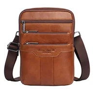 Torebki damskie - Skórzana biznesowa torba listonoszka torba na ramię dla mężczyzn podróżna na zewnątrz torebka crossbody aktówka portfel etui na telefon torebka na co dzień, #02 brązowe, S - miniaturka - grafika 1