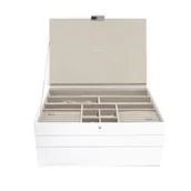 Pudełka i szkatułki - Pudełko na biżuterię z pokrywką potrójne (białe) Supersize Stackers - miniaturka - grafika 1