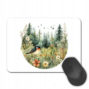PODKŁADKA POD MYSZ myszkę z ptakiem LAS kwiaty natura PREZENT do biura - Podkładki pod mysz - miniaturka - grafika 1