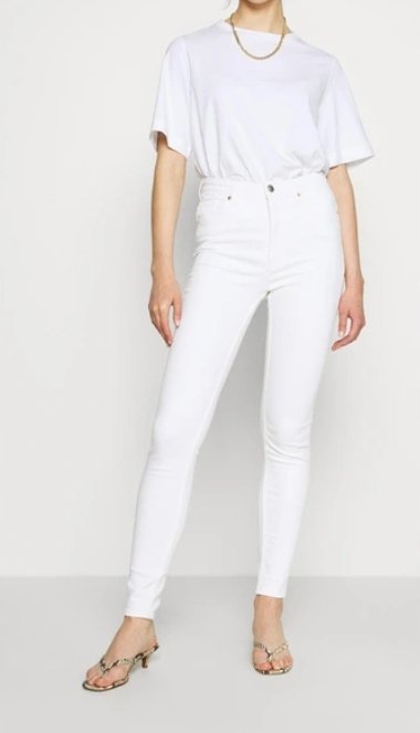 Jeansy Białe Rurki Klasyczne Gładkie Proste 26 Bpf