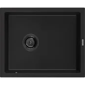 Zlewozmywaki - Mexen Pedro zlewozmywak granitowy 1-komorowy 560 x 460 mm, czarny, syfon czarny - miniaturka - grafika 1
