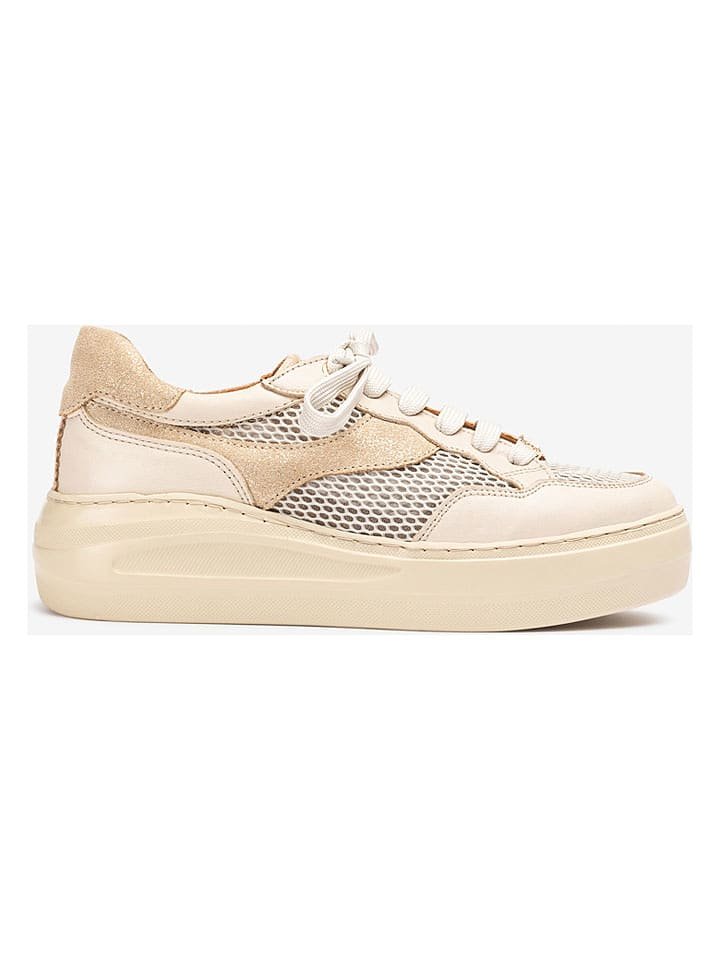 Unisa Skórzane sneakersy w kolorze beżowym