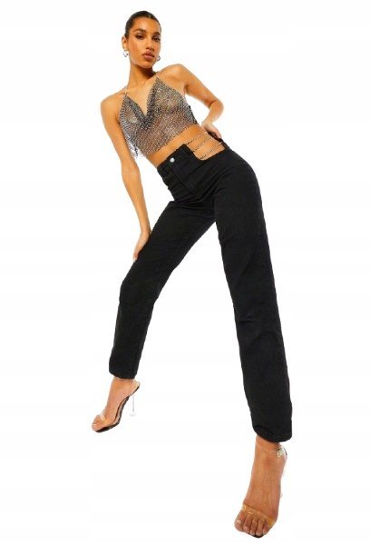 BOOHOO SPODNIE DAMSKIE CZARNE PROSTE CASUAL 38 YIZ
