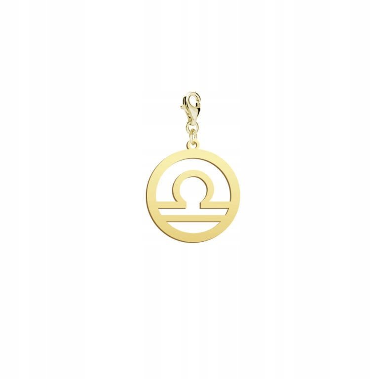 Pozłacany Charms Znak zodiaku WAGA DEDYKACJA