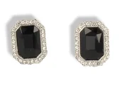 Kolczyki - Klipsy do uszu srebrne z czernią - miniaturka - grafika 1