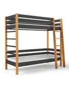 Krzesełka i taborety dla dzieci - Drewniane łóżko piętrowe ZUZA 80x190 cm biały/czarny, z drabinką - miniaturka - grafika 1